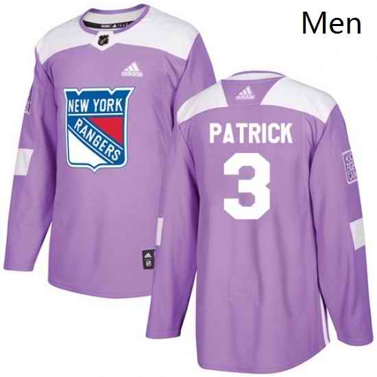 Mens Adidas New York Rangers 3 James Patrick Authentic Purple Fights Cancer Practice NHL Jersey